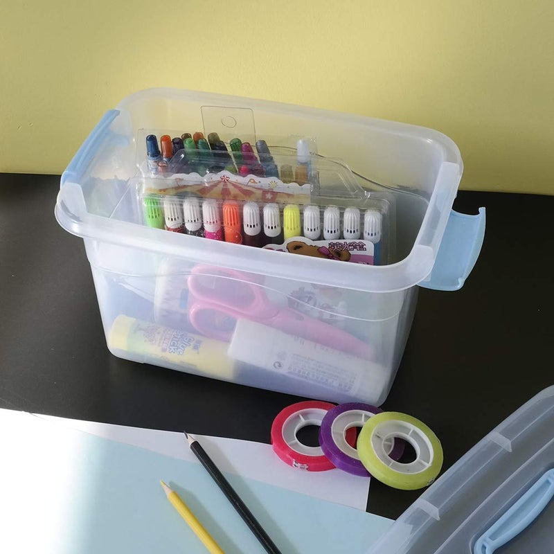 Doryh 5 L Plastic Storage Bin with Lid, Clear Transparent Box with Handles, Set of 6 - Image 4